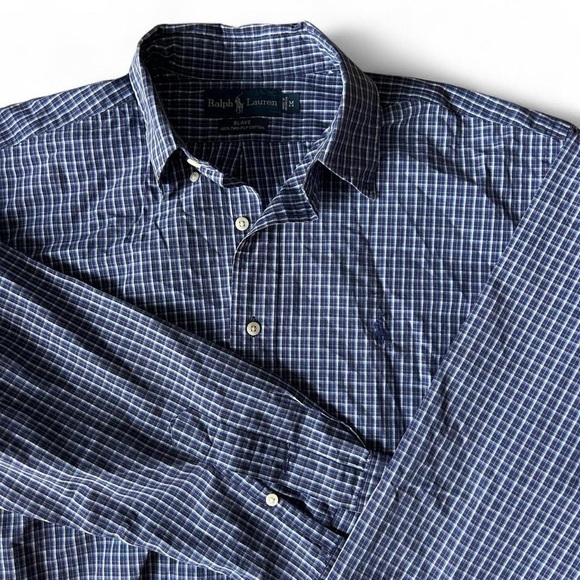 Ralph Lauren “Blake” Fit Men’s Button-Up Shirt | Navy & Blue Plaid | Size M - Picture 6 of 6